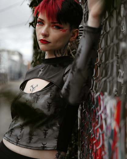 Crypt Born Hollow Chest Crop Top
