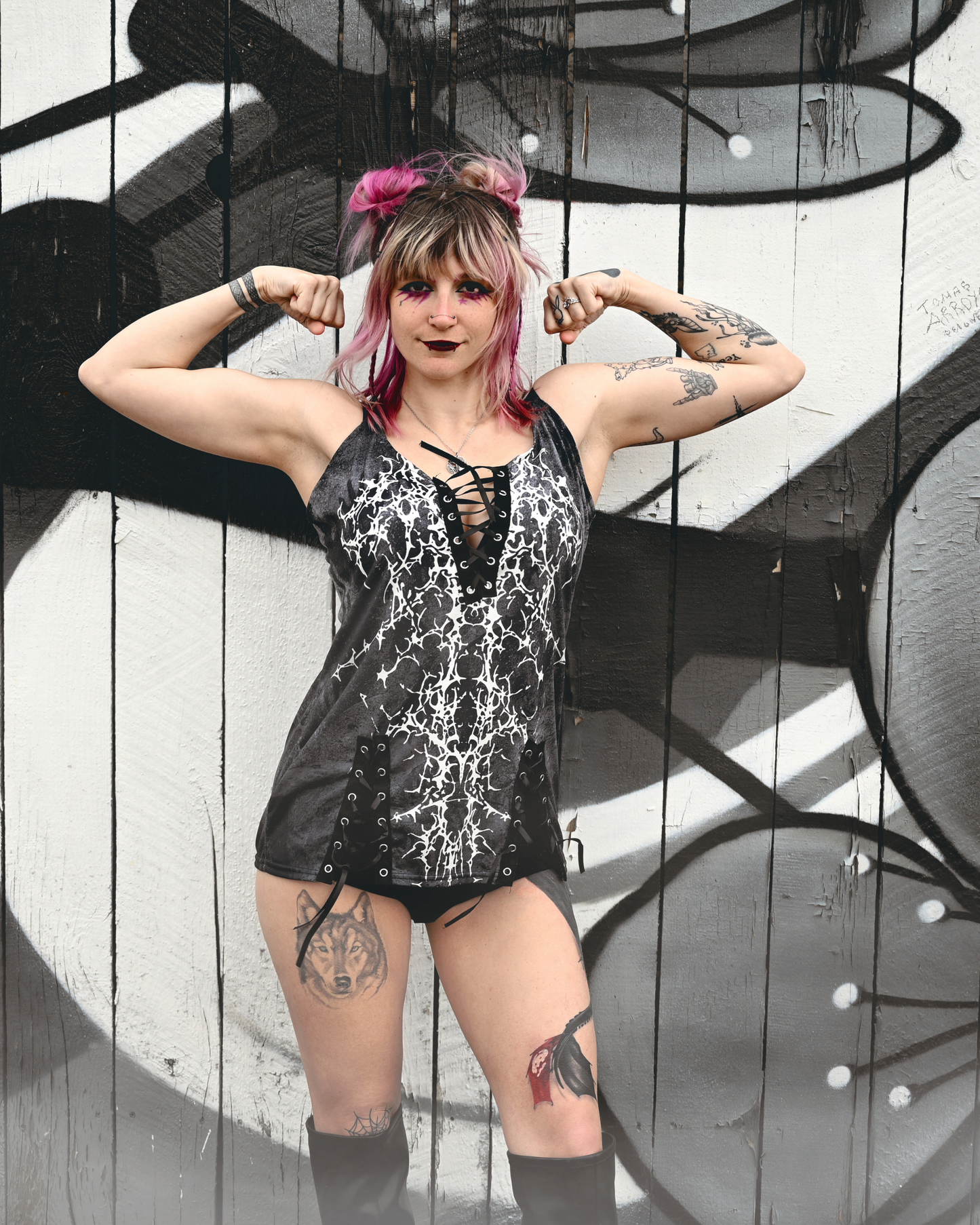 Phantom Eyelet Lace-up Cami Dress