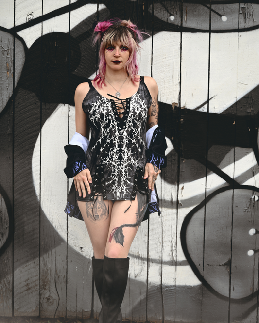 Phantom Eyelet Lace-up Cami Dress