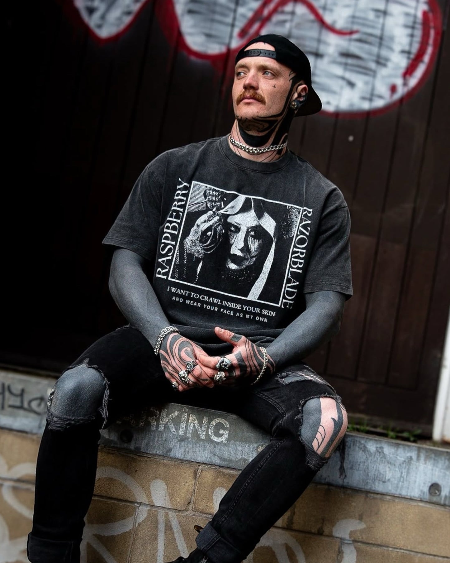 Raspberry Razorblade Vintage Washed  T-Shirt