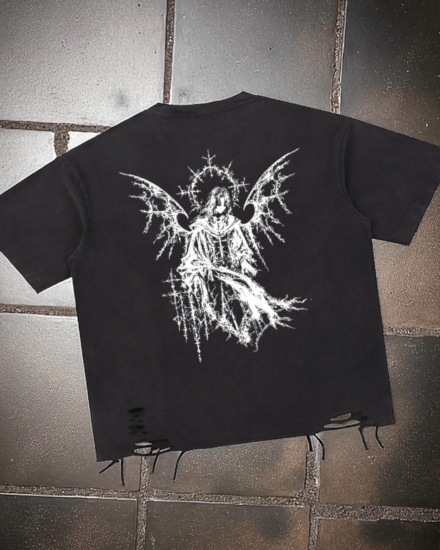 Holy Ruin Snow Washed Raw-Hem T-Shirt