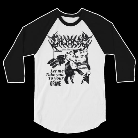 Grave Baseball T-Shirt: Spooky ¾ Sleeves | Calamity Clothing